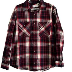 TNA men's plaid button down 100% cotton long sleeve shirt casual size M